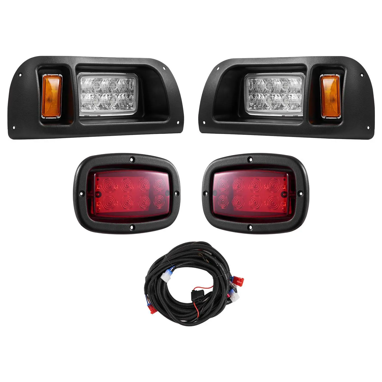 VEVOR Golf Cart Light Kit,  12 Volt, LED Headlight and Tail Light Kit with Wiring Harness, Switch, Zip Ties, ABS Housing, High-Brightness, Waterproof and Dustproof, Fit for EZGO TXT 1996-2013 Models