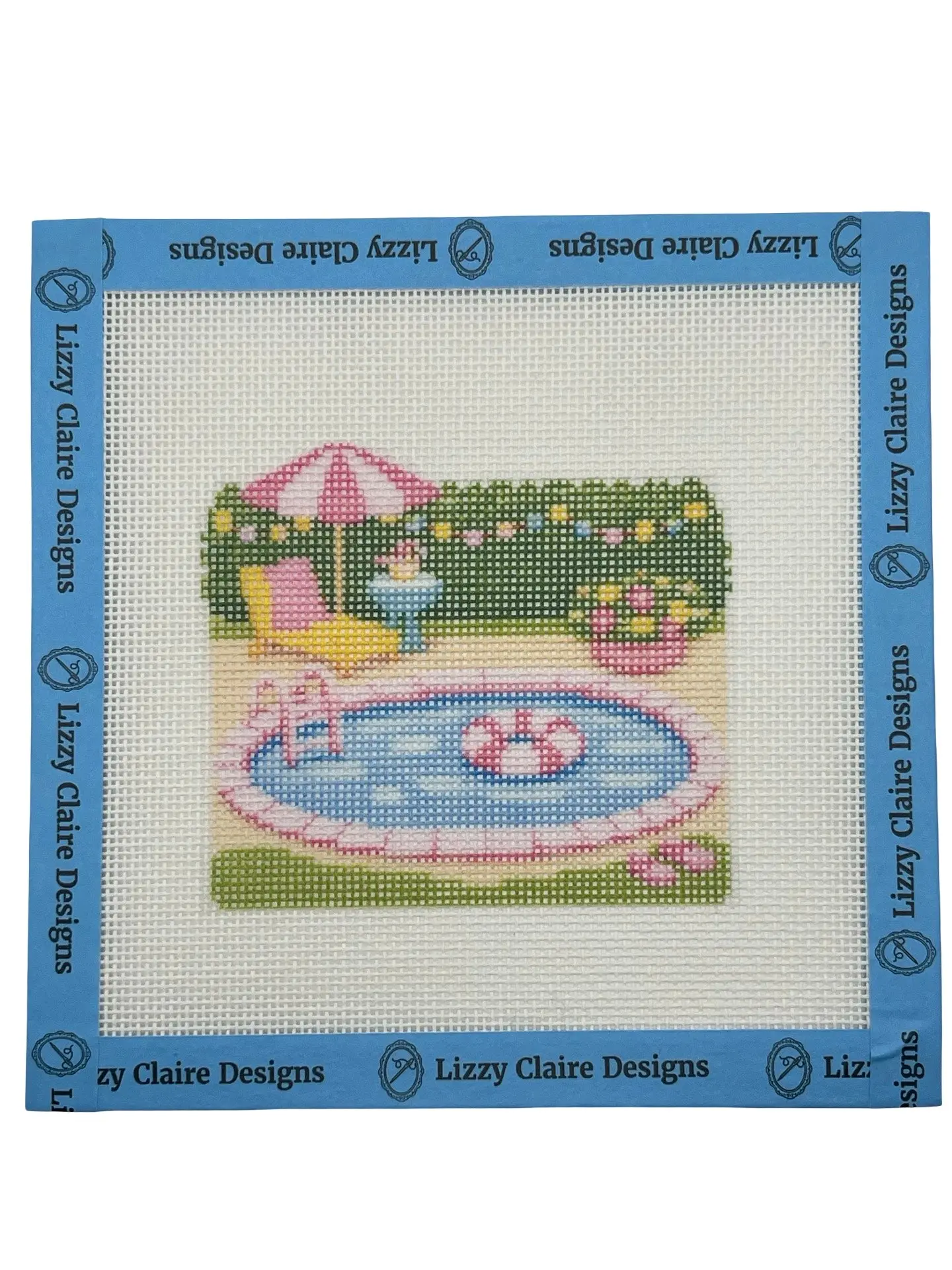 Lizzy Claire's Happy Neighborhood Pool  - 18 mesh - 8 x 8 - Needlepoint Canvas
