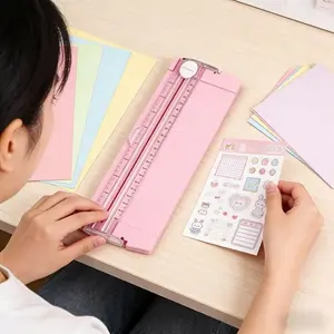 Quick Manual Paper Trimmer with Grid Pattern, Mini Photo Cutter for Precision Cutting, Reusable Lightweight Office Scissors