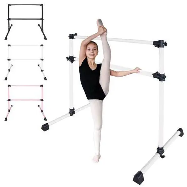 Freestanding Dance Barre - 4 ft Portable Home Practice Barre with Adjustable Height, Non-Slip Rubber Pads for Pilates, Leg Stretching, Isometric Exercises, Endurance Training, No, Dance Stretch, Stepless Height, Rotating Base, Portable Ballet Equipment, B