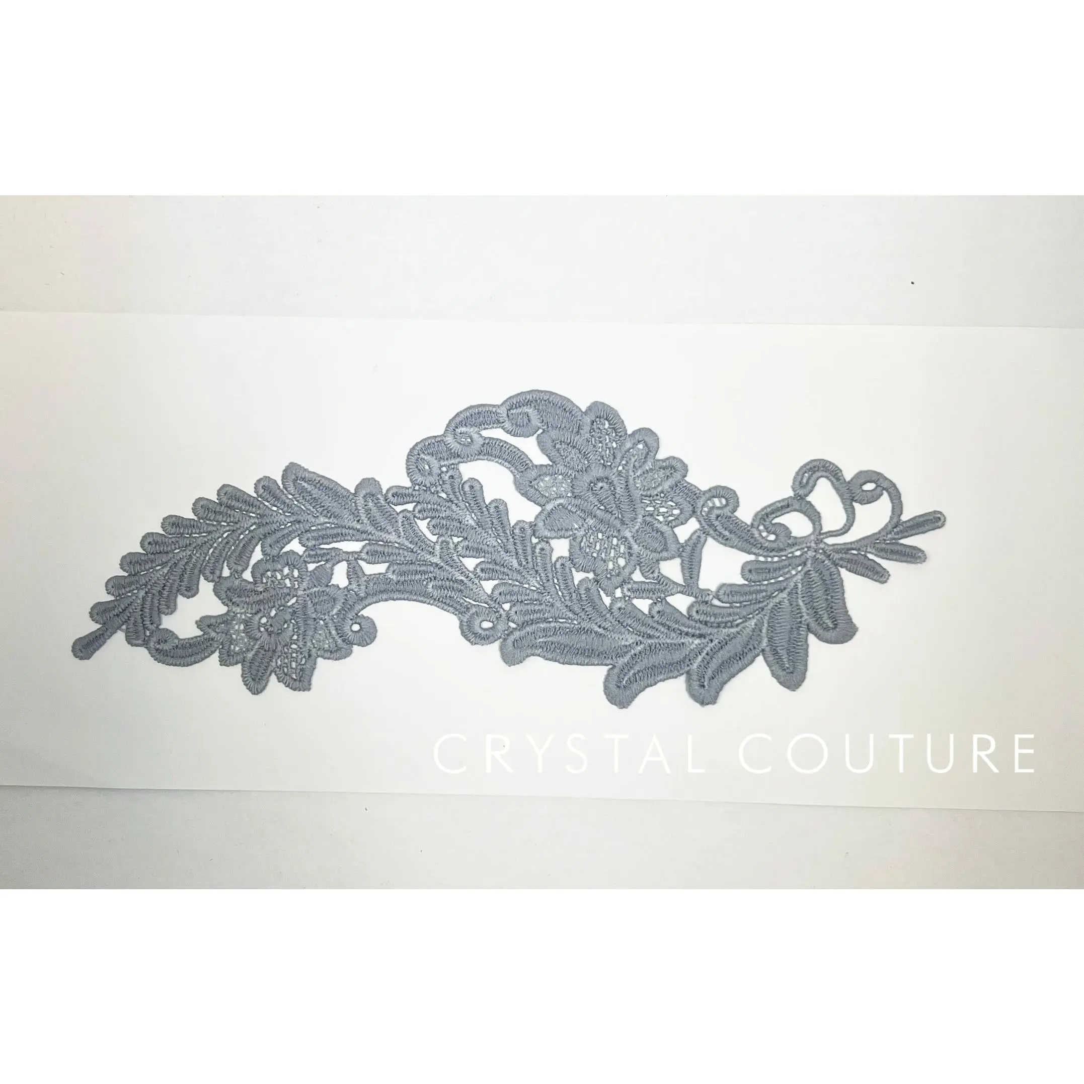 Gray Embroidered Ornate Applique