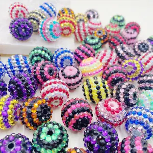 50pcs 20mm striped rhinestone beads, colorful large particle bubble gum beads, shiny disco ball beads, suitable for DIY jewelry making, necklaces, bracelets, pencil cases, acrylic material