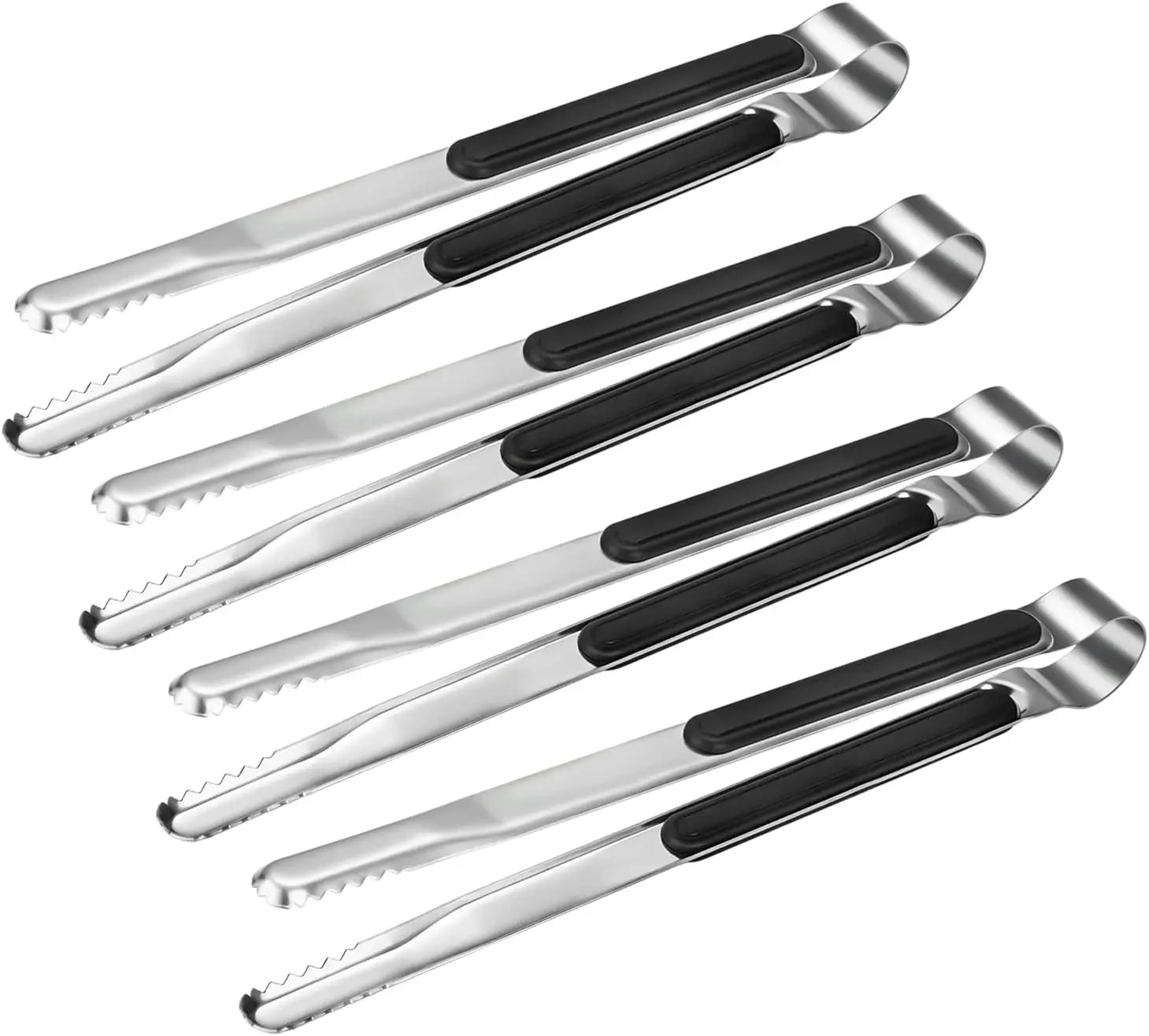 4 Packs 10-Inch Premium Stainless Steel Kitchen Tongs, Serving Tongs for Cooking, Metal Food Tongs with Non-Slip Grip, Heat Resistant Grill Tongs Good for Indoor or Outdoor Use