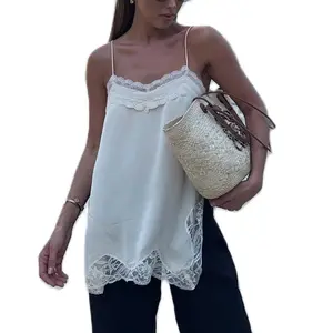 Women's Lace Camisole Vest, Stylish Top with Side Slits