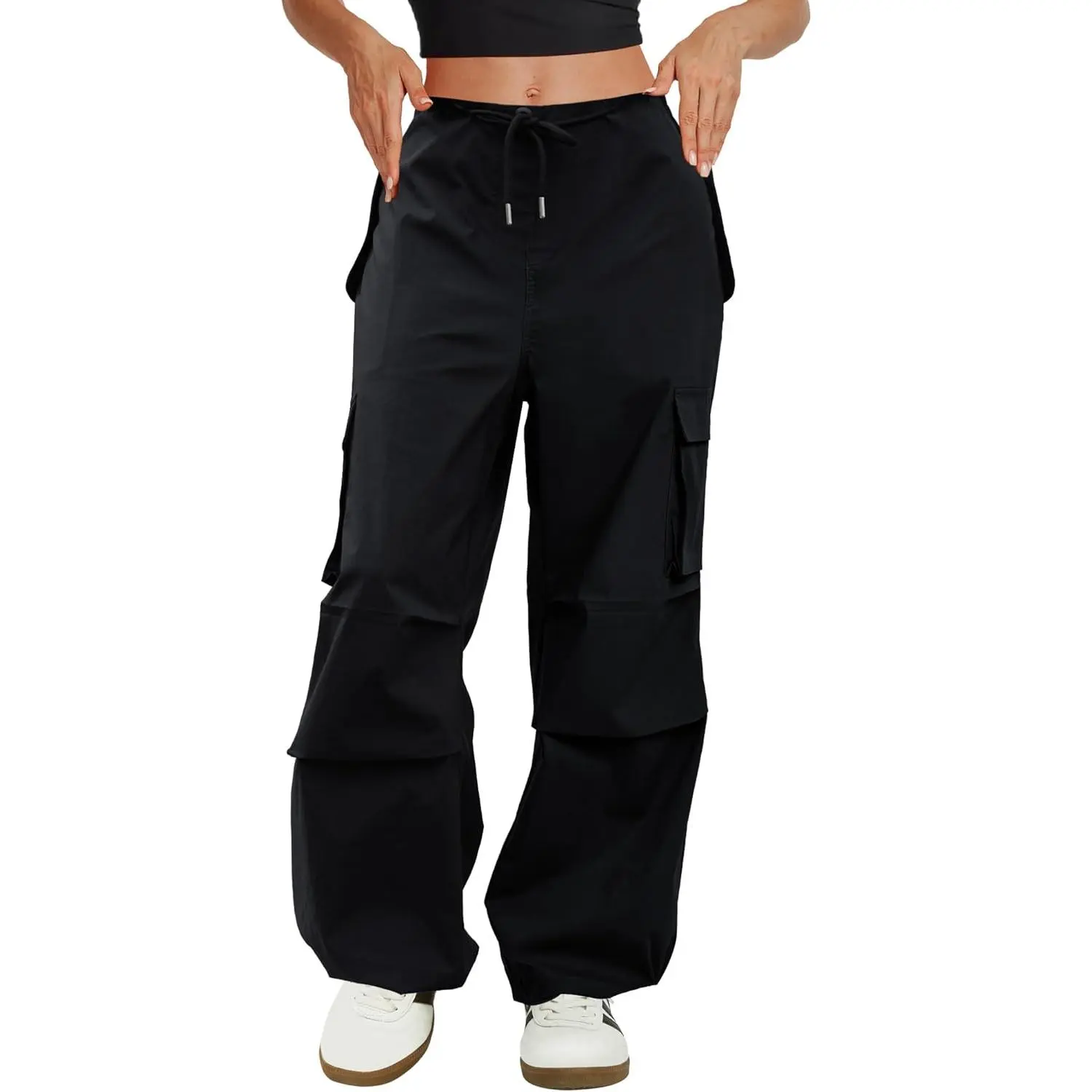 Cargo Pants Women Low Waisted Parachute Pants with Pockets Loose Baggy Hiking Pants Y2K Clothes