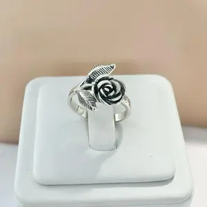 Sterling Silver 925 Rose Leaf Ring
