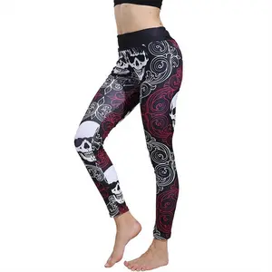 Women Skeleton Pattern Yoga Women's Leggings, Yoga Pants, High Waist Hunting Tights, Women's Outdoor Fitness Outfi