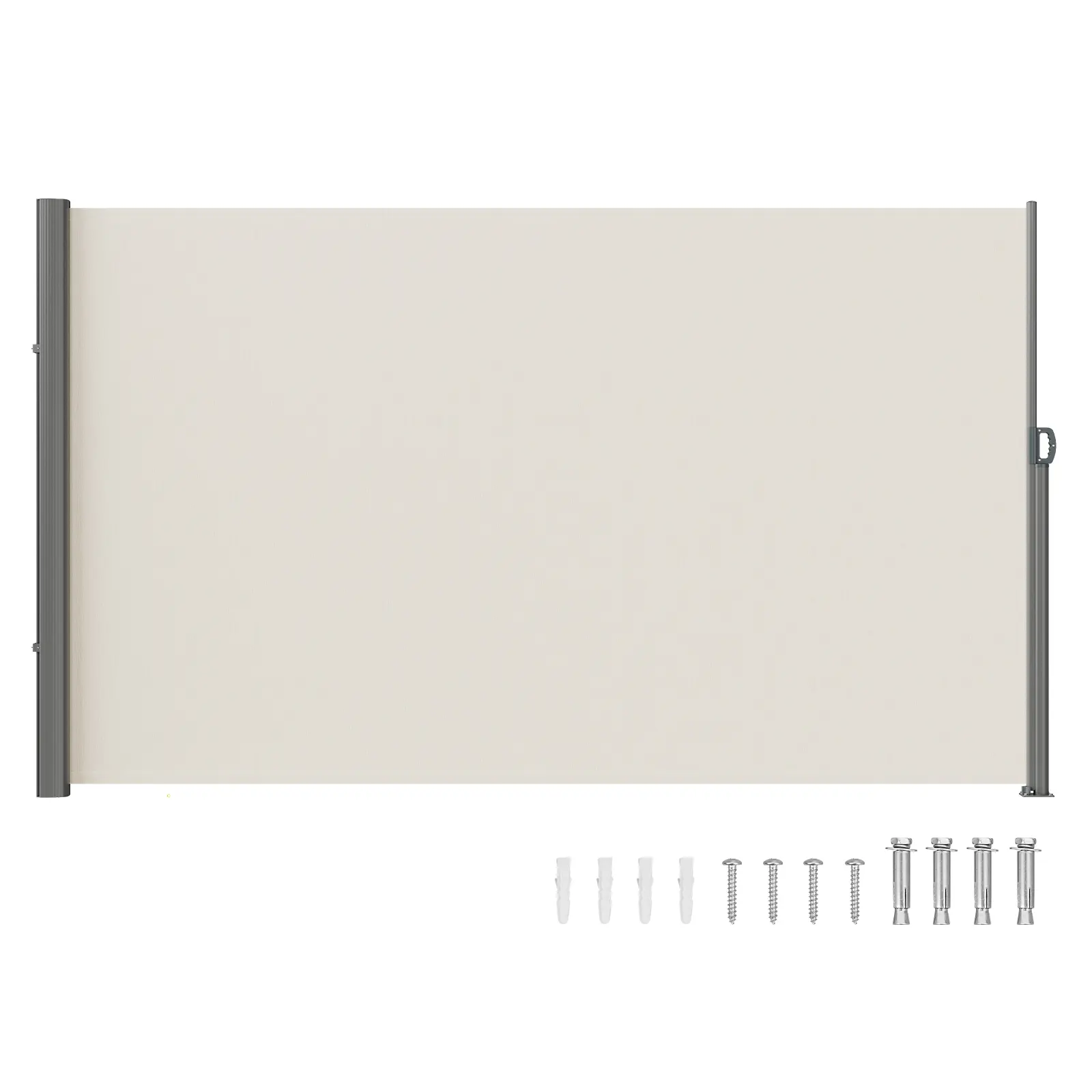 【DealsForYouDays】VEVOR Adjustable Retractable Aluminum Side Awning 71''x118'', 280g Polyester Waterproof UV 30+ Sun Protection Privacy Screen, Minimal Beige Outdoor Room Divider for Patio, Courtyards, Outdoor Activities