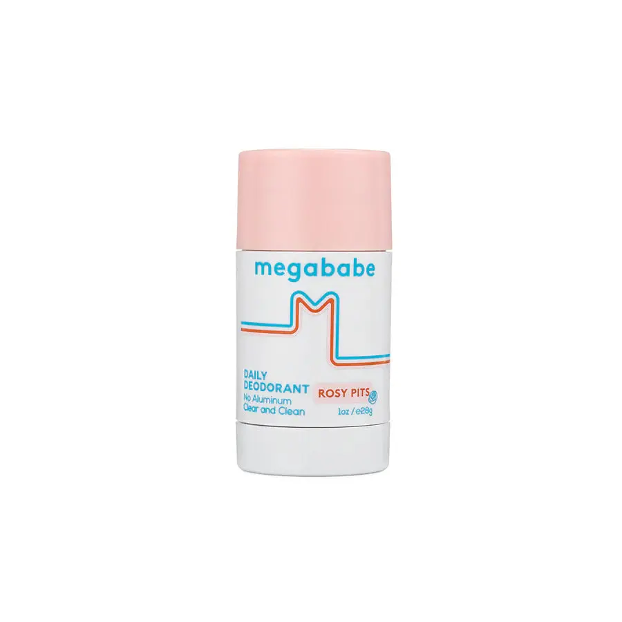 Megababe Mini Daily Deodorant - Rosy Pits | 72 hour Odor Protection | Aluminum-Free, Clear & Clean | 1 oz