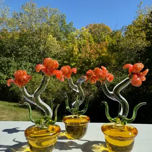 Glass Flower Glass Plants - Fused Stained Glass Daffodil Artificial House Plant Gift for Her - Decor, Decorative