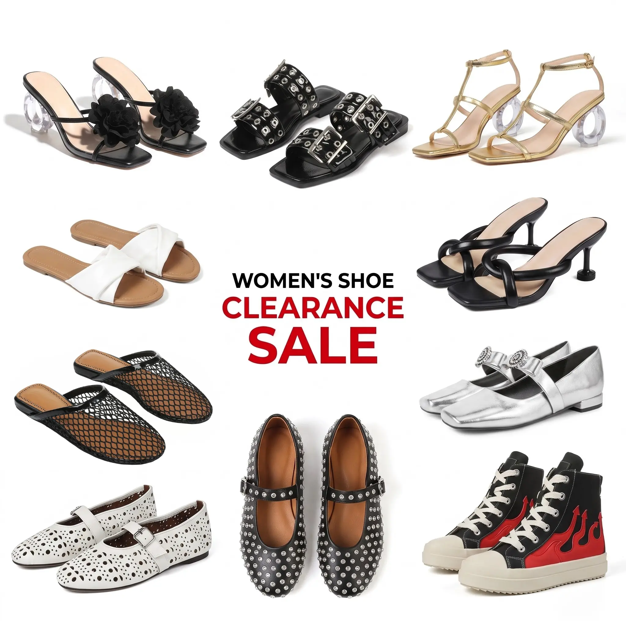 Womens Shoe Final Clearance Sale Fashion Flats Heels Sandals Sneakers For Office Date Wedding Outdoor Shoes