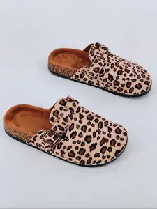 Women's Leopard Print Slip-On Sandals, Casual Fashion Anti-Slip Flat Shoes, Fall Winter Spring Summer Wearable Sneakers