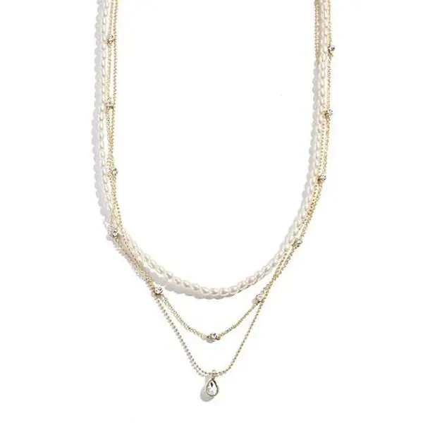 BAUBLEBAR Goldtone Triple Layer Pearlized Necklace BAUBLEBAR Goldtone Triple Layer Pearlized Necklace