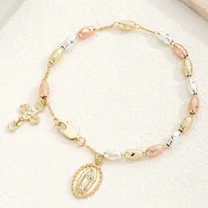 Virgin Mary Beaded Bracelet Unisex Copper Religious Accessories Virgencita Pulsera