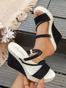 Women's Baroque Pattern Textile Sandals, Open Toe Sandal, Waterproof Rubber Sole Design, All-Season Comfortable Footwear for Women