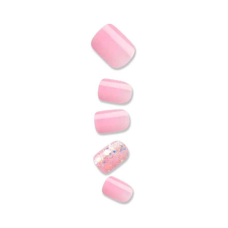 Impress Design No Glue Fake Press On Nails - Wide Fit - Dream It Up | Design, Pink, Short, Wider Squoval, Manicure