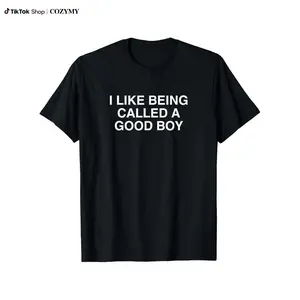 American high street style, fun print T-shirt "I like being called a good boy" - black cotton short-sleeve T-shirt, comfortable and versatile, summer casual T-shirt