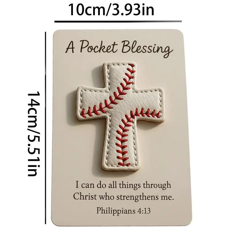 1 Pc Pocket Blessing – Baseball Cross Edition, Handmade Baseball Cross Pocket Blessing with Verse Card, Compact Size Christian Faith Gift for Athletes, Inspirational Sports Keepsake for Players and Coaches
