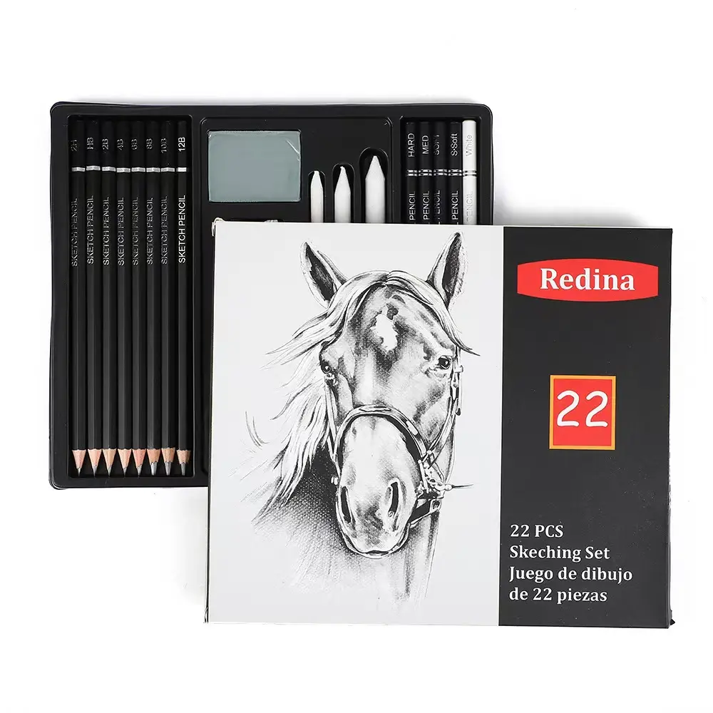 19-22PCS-Drawing Support Sketch, outline, shading, smear, highlight, erase, sharpen. Increase the realism and layering of the painting. Perfect for beginners, art students, sketchers, teachers, teens, professional and amateurs artists. deluxe