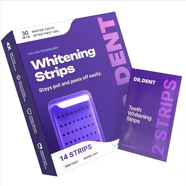 DRDENT Purple Teeth Whitening Strips 7/21 WhiteningSessions - Safe for Enamel - Non Sensitive Teeth Whitening- Peroxide-Free
