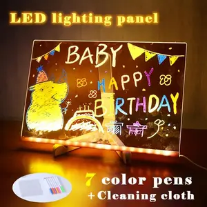 Acrylic LED Drawing Board for Kids, Acrylic Dry Erase Light-Up Drawing Board with Stand, Markers & Wipes, Erasable Reusable Board for Kids Learning, Ideal Gift for Birthday