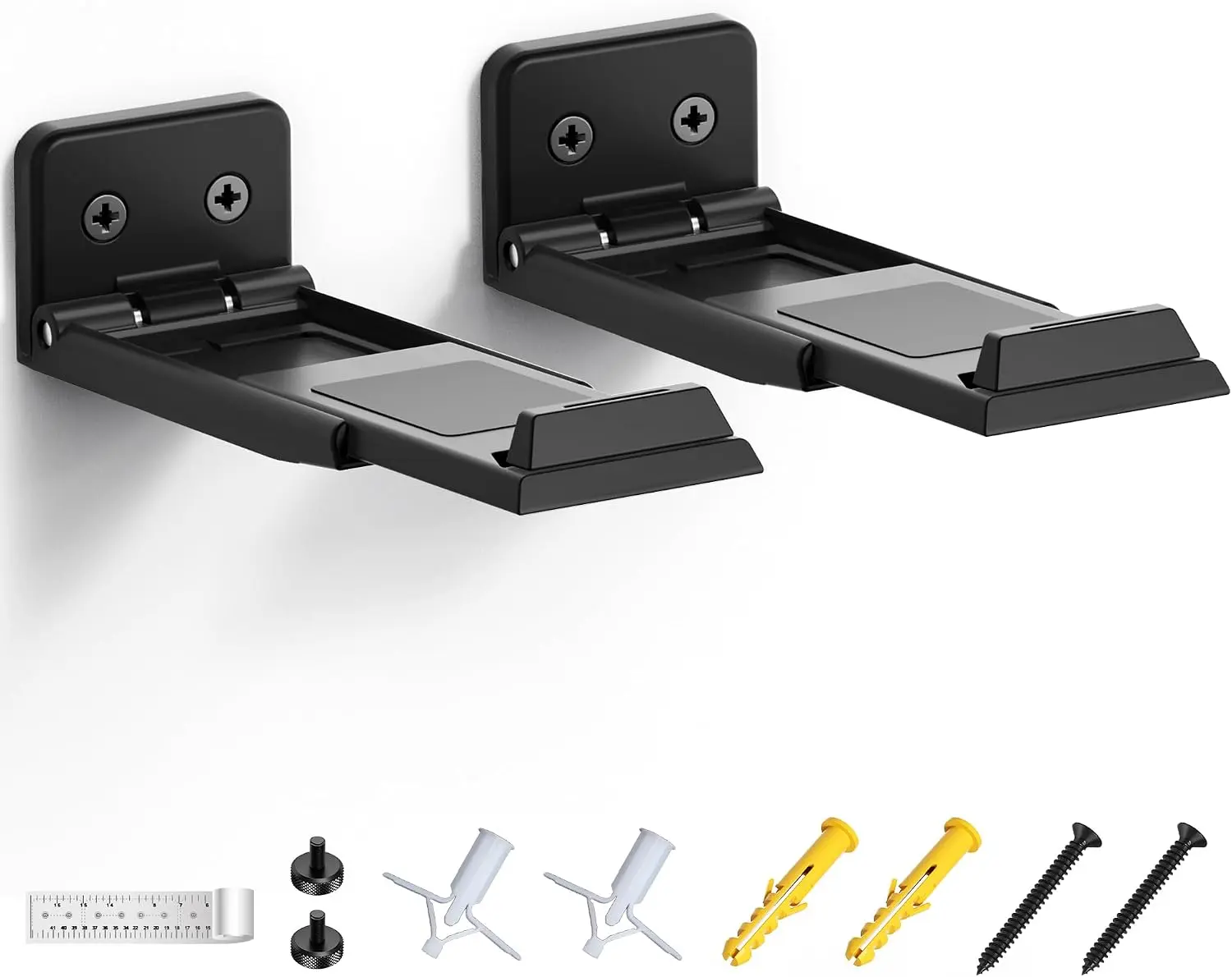 Soundbar Wall Mount Bracket for Samsung, LG, Sony, JBL, Vizio, Sonos and More, Depth Adjustable 3.5"-6.1", Soundbar Shelf Under TV, Black
