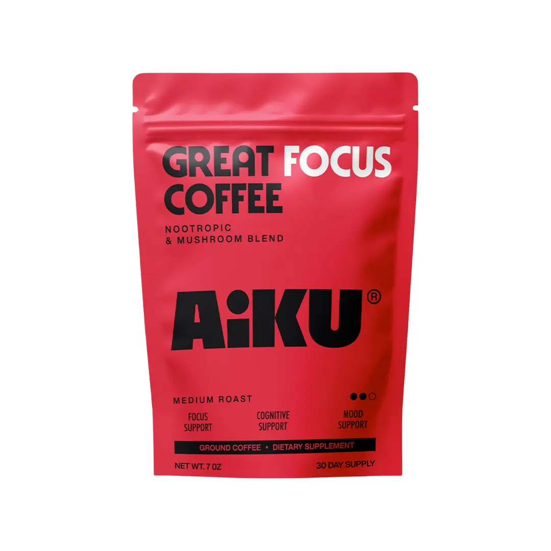 Great Focus Coffee - Nootropic Mushroom Coffee with Lion's Mane, Cordyceps, L-Theanine & Alpha GPC | Boost Focus, Energy, Memory & Mood | Jitter-Free Clean Caffeine, Zero Crash, Smooth Brain Fuel for Work, Study & Productivity | Ground Coffee