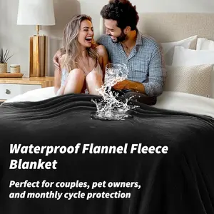 Waterproof Flannel Fleece Blanket - Double-Sided Leakproof Throw for Bed/Couch Protection - Pet-Friendly & Discreet Adult/Couple Blanket - Machine Washable