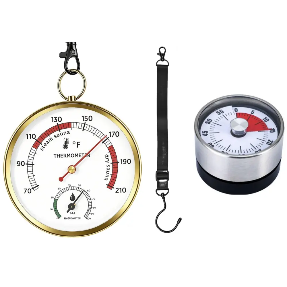 Pack of 3 Sauna Thermometer Fahrenheit, 2-in-1 Thermometer and Hygrometer, Precision Temperature Gauge & Thermostat for Portable Steam Sauna Box, Home Infrared Indoor Use Essential Accessory