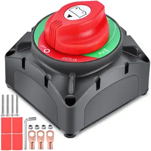 Nilight Heavy Duty Battery Disconnect Isolator Switch - 1-2-Both-Off Function, 12V/24V/48V 600A High Current Master Power Cut, Portable for Truck, RV (Red)