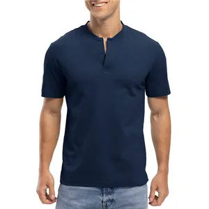 Men's Golf Shirts Collarless Henley Dry Fit Blade Athletic Casual Performance Lightweight Polo T Shirts