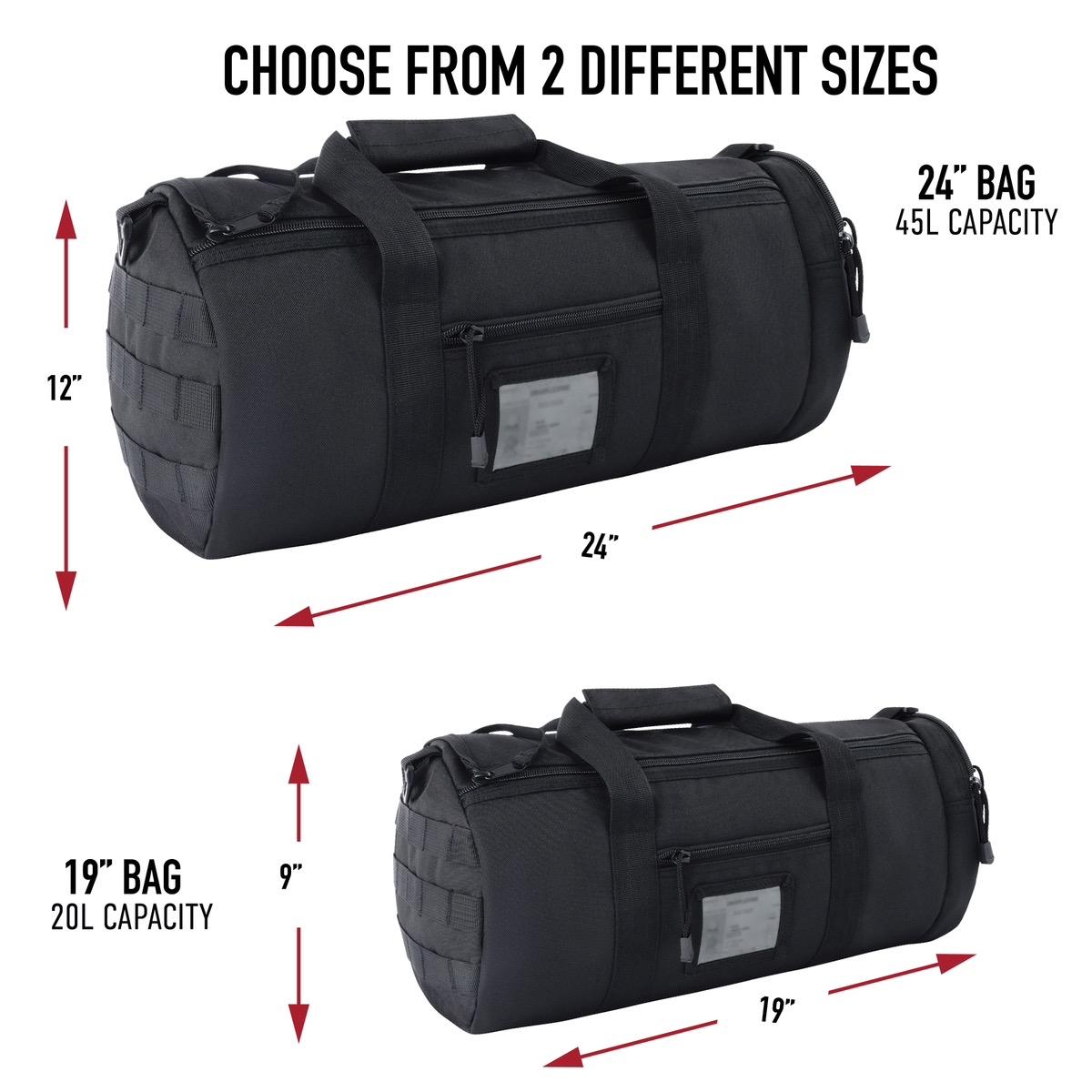 Rothco Tactical Traveler Duffle Bag 19 & 24 Inches Long x 9 & 12 Inches Tall 20 & 45 Liter Capacity Water-Resistant PVC Backed Polyester Military Equipment Bag with Dual Zipper Closure Rothco Tactical Traveler Duffle Bag 19 & 24 Inches Long x 9 & 12 Inches Tall 20 & 45 Liter Capacity Water-Resistant PVC Backed Polyester Military Equipment Bag with Dual Zipper Closure