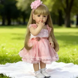 Reborn 22 inch 55 cm Reborn Baby Dolls Girl Vinyl Full Body Realistic Baby Touch Lifelike Reborn Toddler Handmade with Blonde Hair Anatomically Correct for Age3+ in Pink Dress