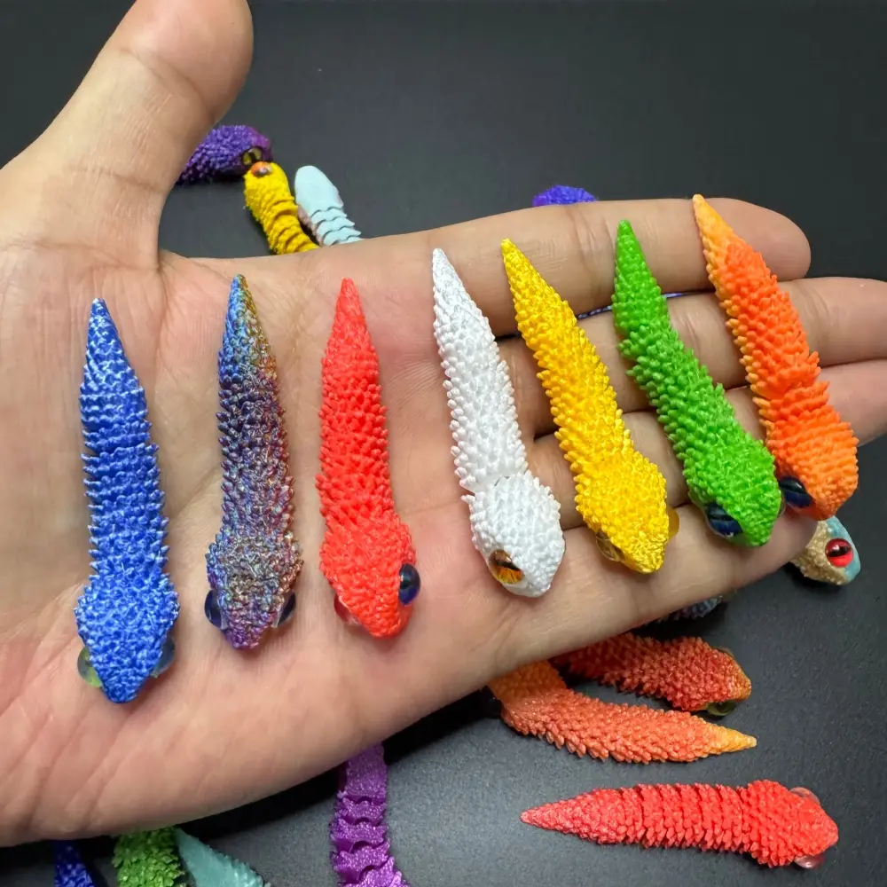 60 Randomly Colored Plastic 3D-Printed Mini Snake Figurines - Collectible Animal Ornaments, Home Decor for Living Room, Small Gifts for 4th of july, Back to School, Juneteenth, Carnival, Canada Day
