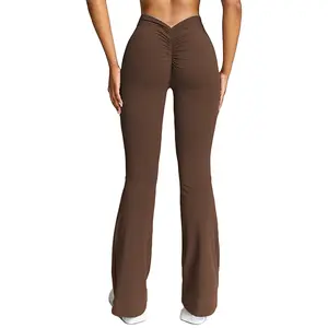 Wrinkled yoga pants, wild V-shaped back and waist-enhancing exercise pants, narrow-leg high-waist suitable for fitness and yoga