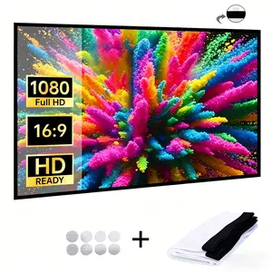 Foldable 60 Inch 4K Ultra HD 16:9 Portable Projector Projection Screen for Home Outdoor Camping, Includes Storage Bag and Hanging Rope, Portable Home Cinema