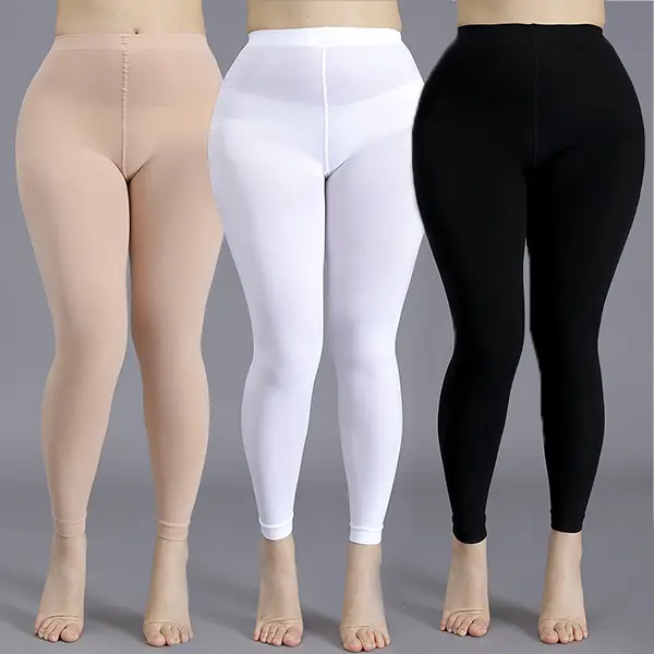 Women's Elegant Plus Size Footless Tights - High-Stretch Sheer Spandex & Nylon, Comfortable Fit for Christmas, Thanksgiving, Easter, Sohochic Skin Tights