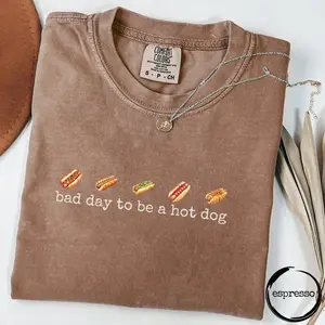 Hot Dog Shirt, Comfort Colors®, Bad Day to Be a Hotdog, Funny Retro Hotdog, Women's 4th of July Shirt, Memorial Day Shirt, Labor Day Shirt