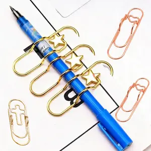 9Pcs/set Heart Design Pen Clip Metal Pencil Clips – 3 Color, Gold, Rose Gold & Silver, Fun Shaped Paper Clips For School Supplies, Pencil Case & Planner Accessories