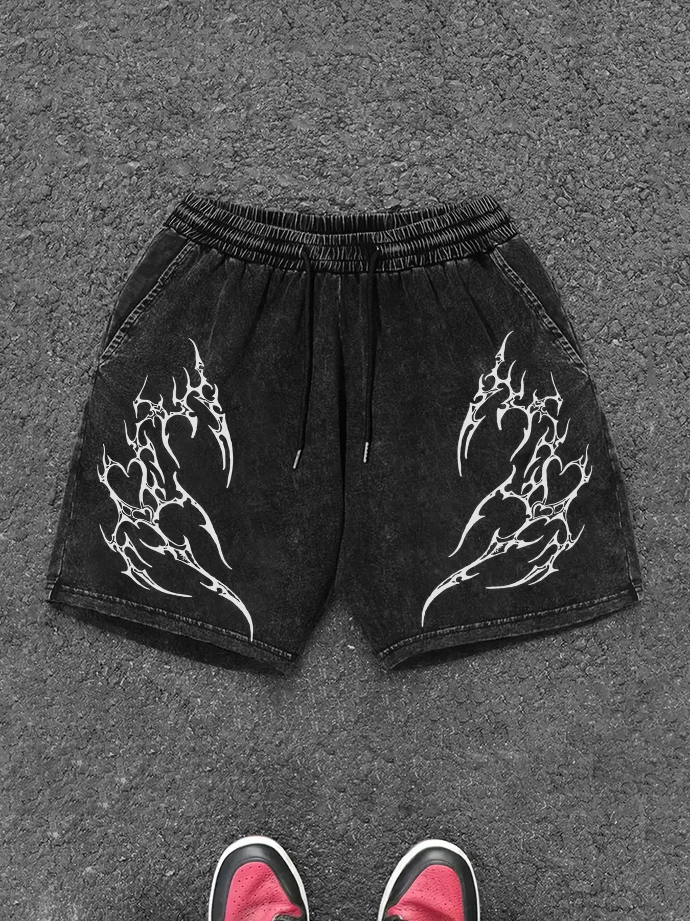 Unisex Flame Streetwear Fashion Printed Shorts, Graphic Loose Casual Comfy Daily Wear Shorts, All-Season Men's Bottoms, Casual Fit Shorts