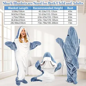 Shark Blanket, Soft Cozy Warm Shark Blanket Hoodie Onesie