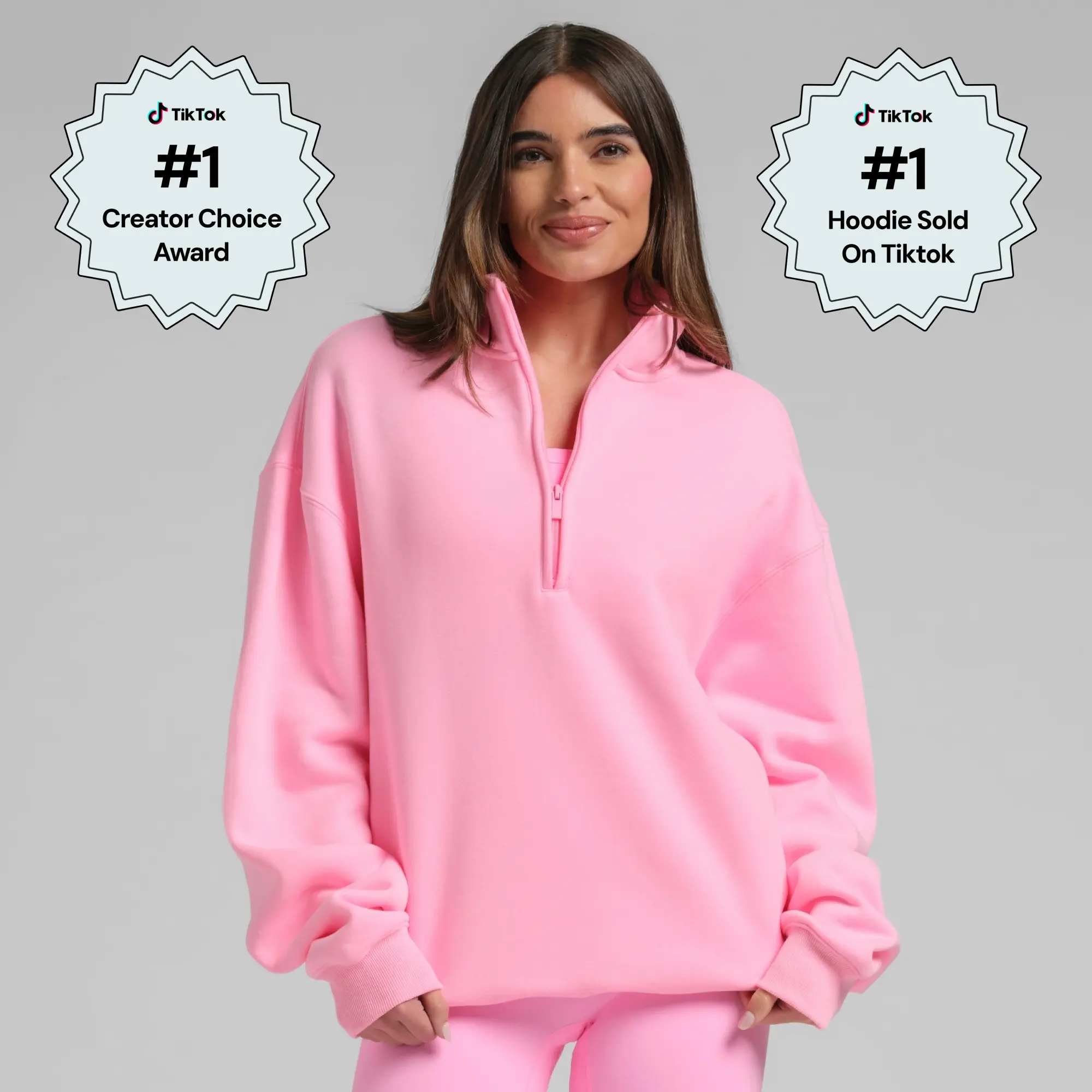 Comfrt | Neon Basic Quarter Zip | CloudTouch Fleece Oversized Pullover With Mock Neck & Pockets