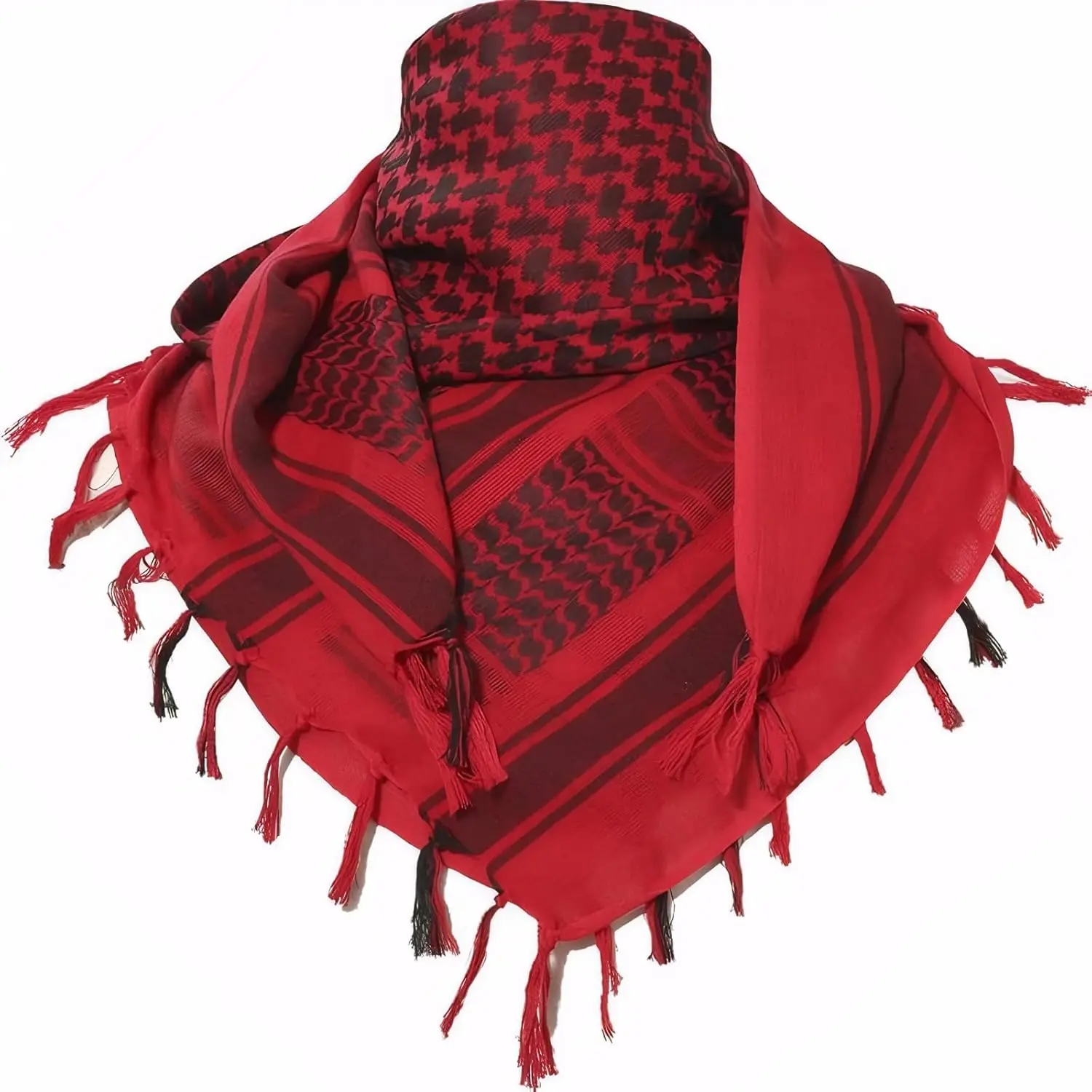 Shemagh - Arab Keffiyeh with Tassels, 43"x43" for Sun Dust Protection, Muslim Hijab & Outdoor