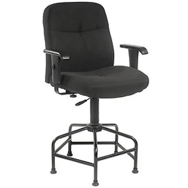 Fabric Big and Tall Stool with Arms - Black