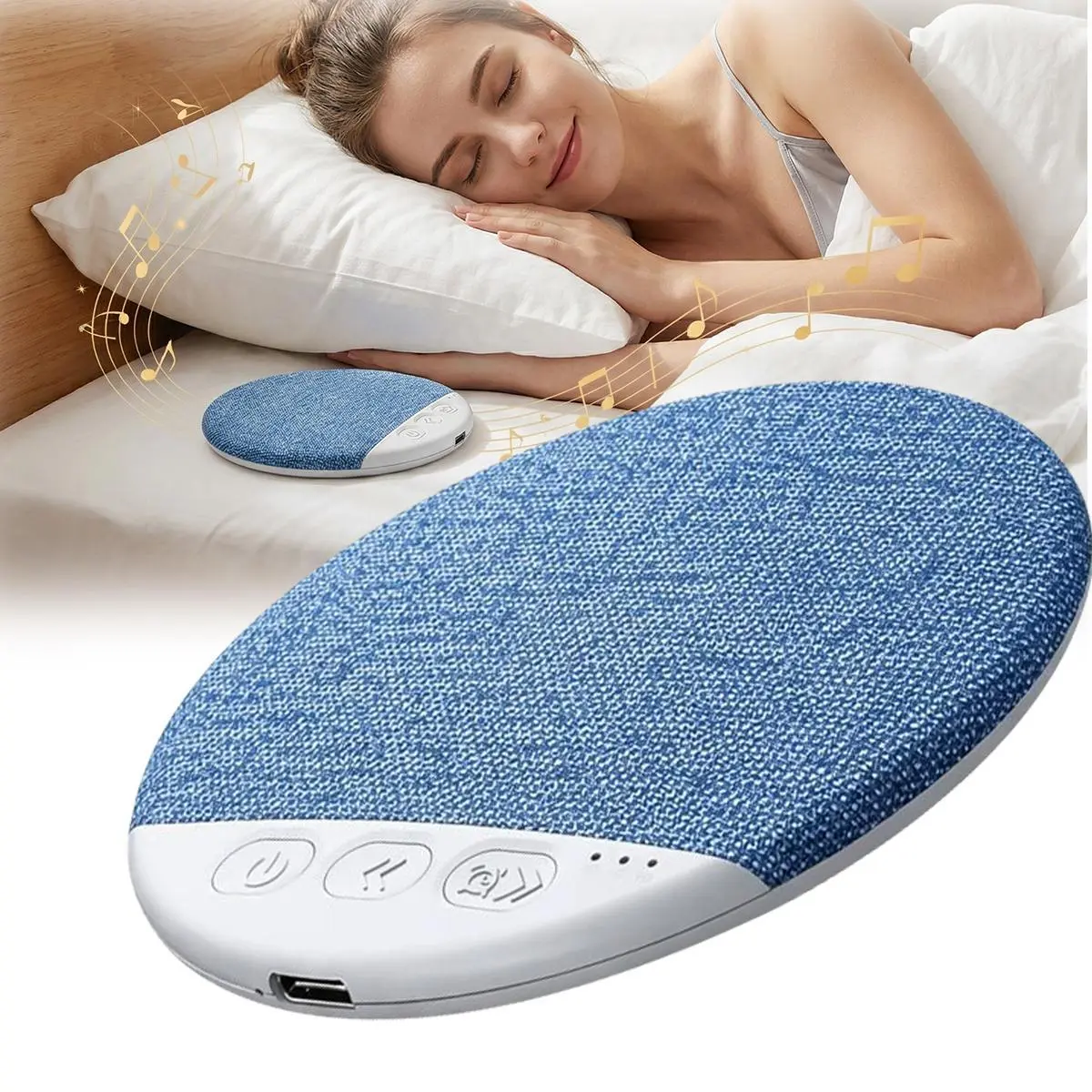 Ultra-Thin Bluetooth Pillow Speaker, Excellent Sound Quality, Ultra-thin At Only 1 cm, Features White Noise For Deep Sleep, Bluetooth 6.0, Perfect for Bedtime Music & Audiobooks, Headphone-Free Sleep Speaker Rechargeable