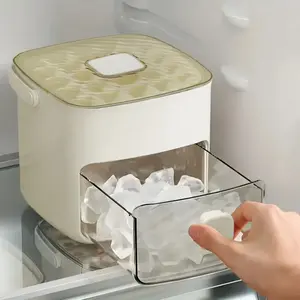 48 Cube Ice Maker with Easy Press Lid - Double-deck portable design includes silicone trays, durable plastic construction for DIY frozen food and beverages, ideal for summer beverages, Countertop Ice Maker, Beverage Cooling, Modern Kitchen Gadgets