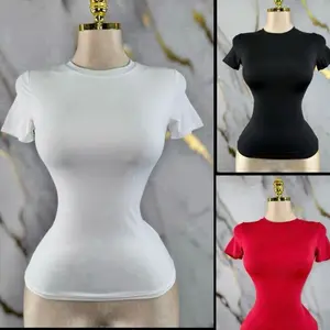 EVERYDAY BASIC TOP SHORT SLEEVE STRETCHY SUMMER SPRING