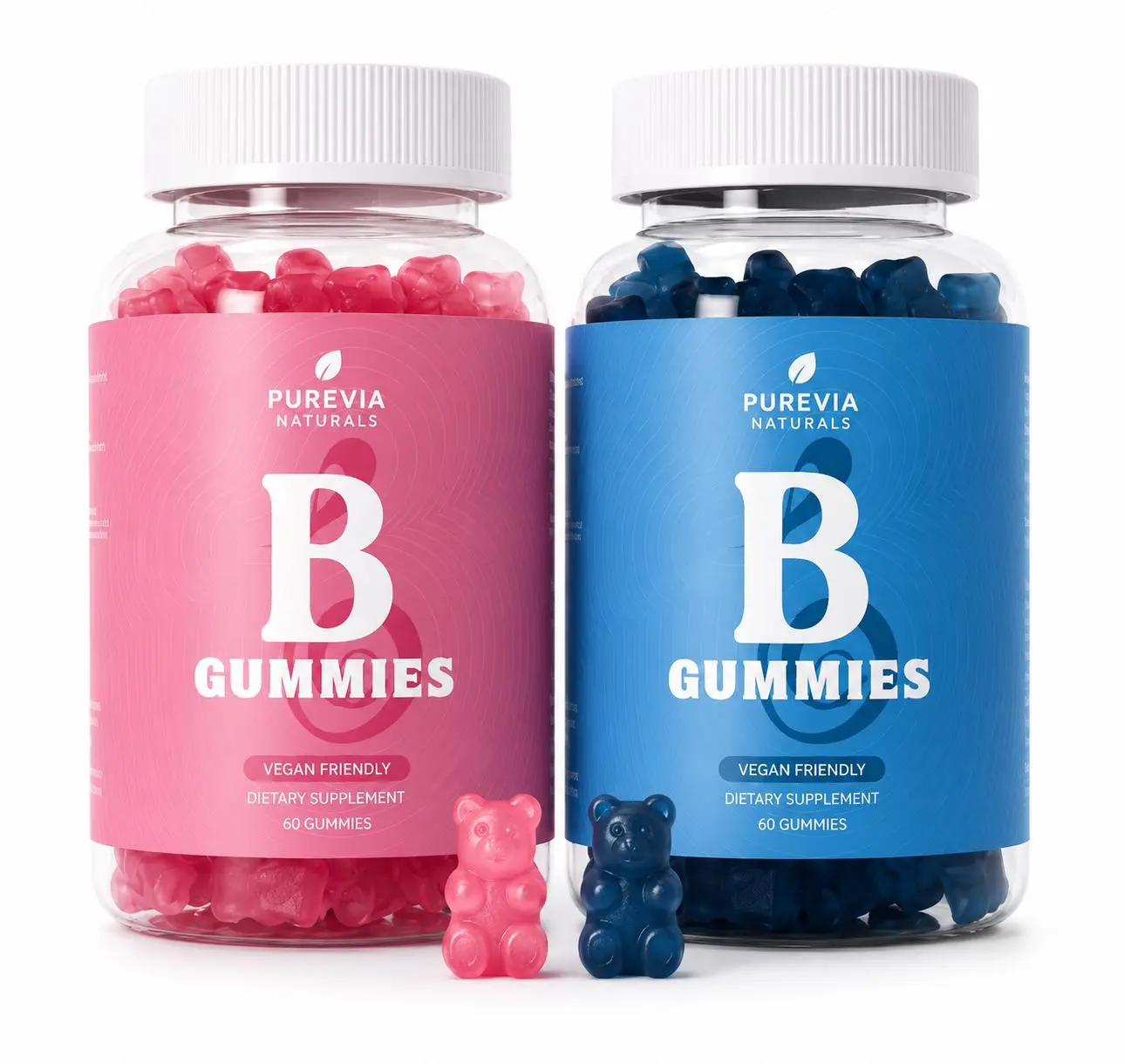 Purevia Naturals Women's Multivitamin Gummies Combo Pack | 13 Herbal Ingredients + Vitamins A, C, E & B6 | Berry Flavor | Vegan & Gluten-Free | 2 Bottles | 120 Gummies