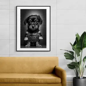 Pup on a Mugshot Poster, Home Decor, Print Wall Art