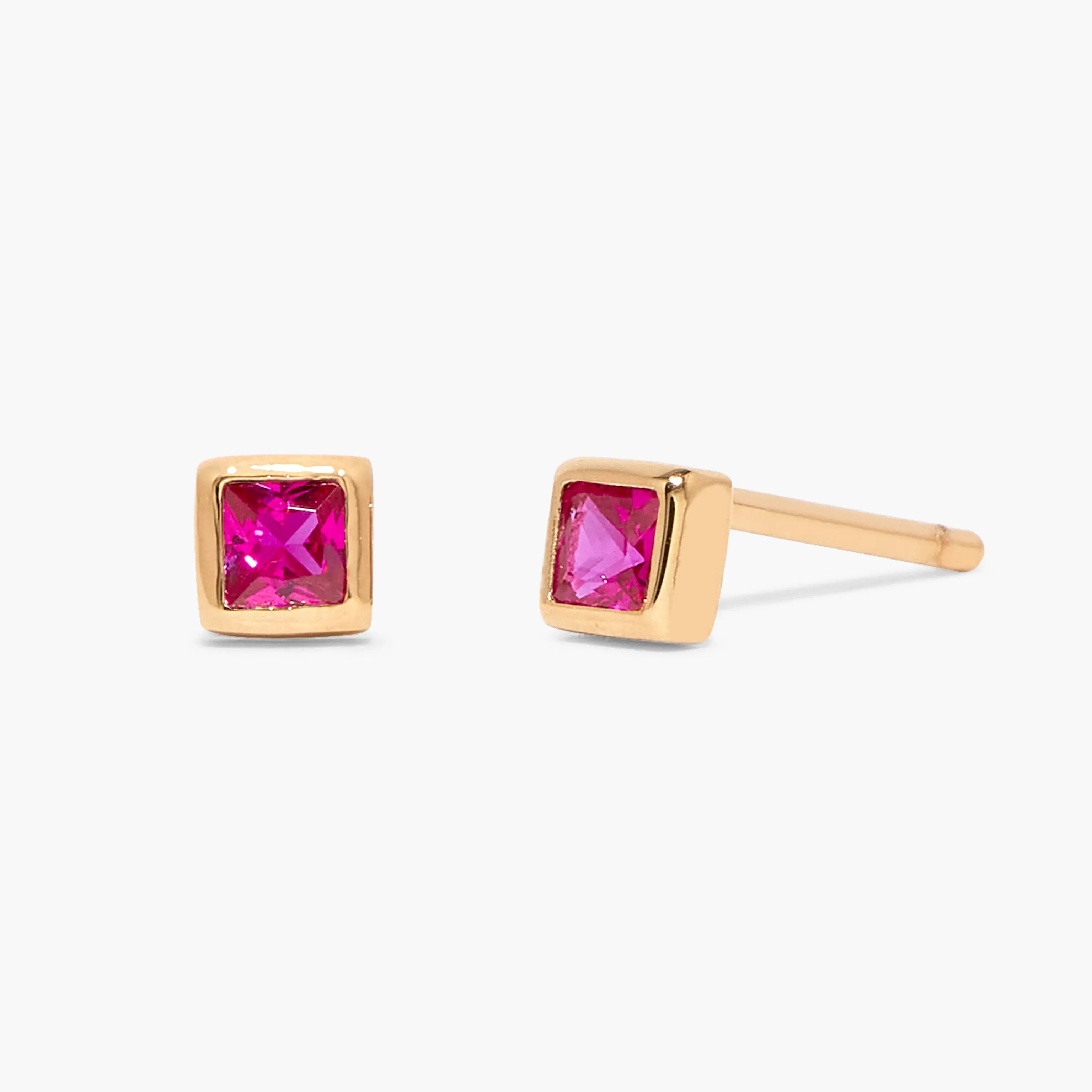 Sage Squared Vermeil Birthstone Earrings